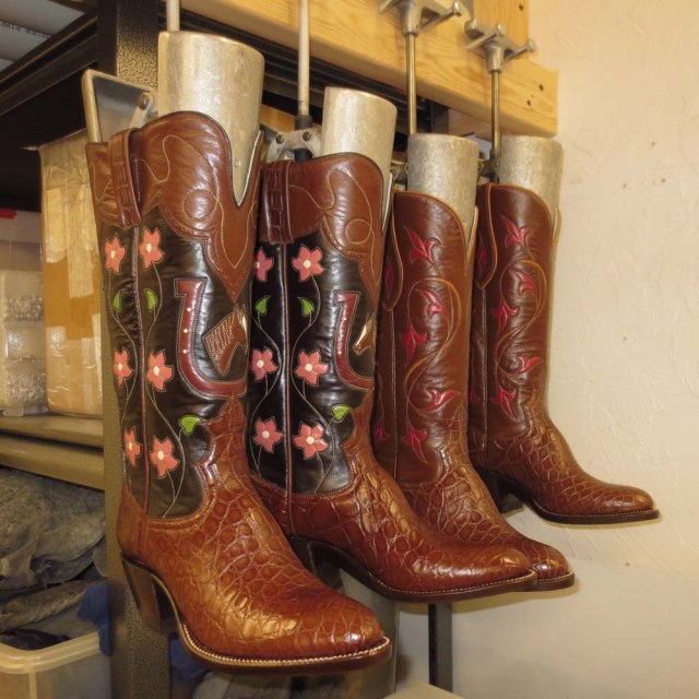 Finishing two pairs of boots