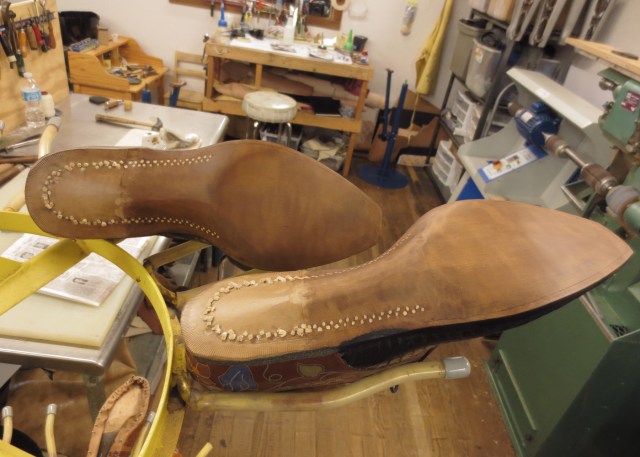 Sanding the soles smooth